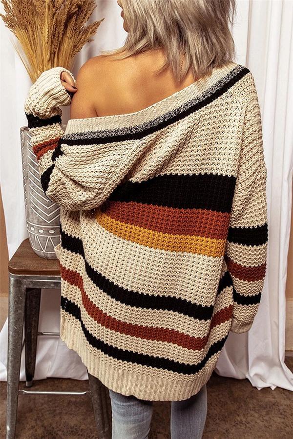 NOUVEAU RICHE Gestreifter Cardigan Langarm Bequeme Freizeitkleidung