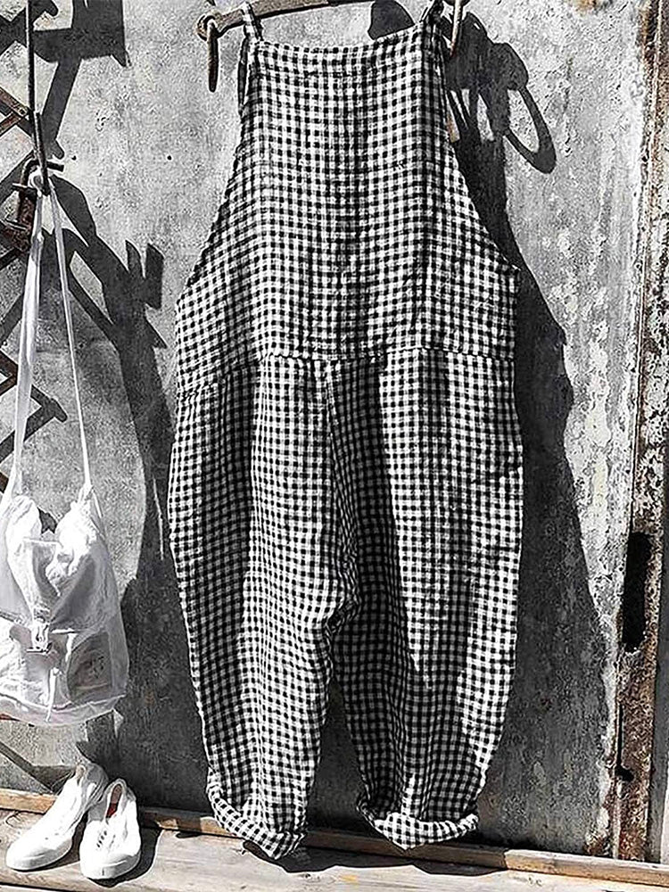 NOUVEAU RICHE Gestreifter Damen Overall mit Weitem Bein und Verstellbaren Spaghettiträgern für Lässige Alltagslooks aus 80 Prozent Baumwolle und 20 Prozent Leinen