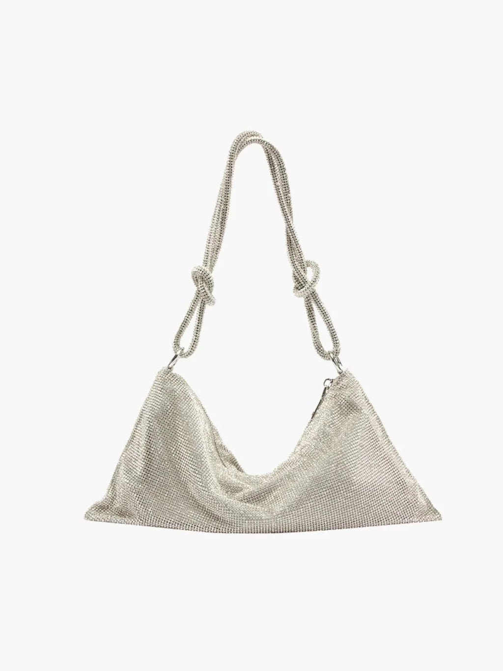 NOUVEAU RICHE Glamouröse Schultertasche Aus Netzstoff Mit Kristallen Für Elegante Abendlooks Silber Einheitsgröße