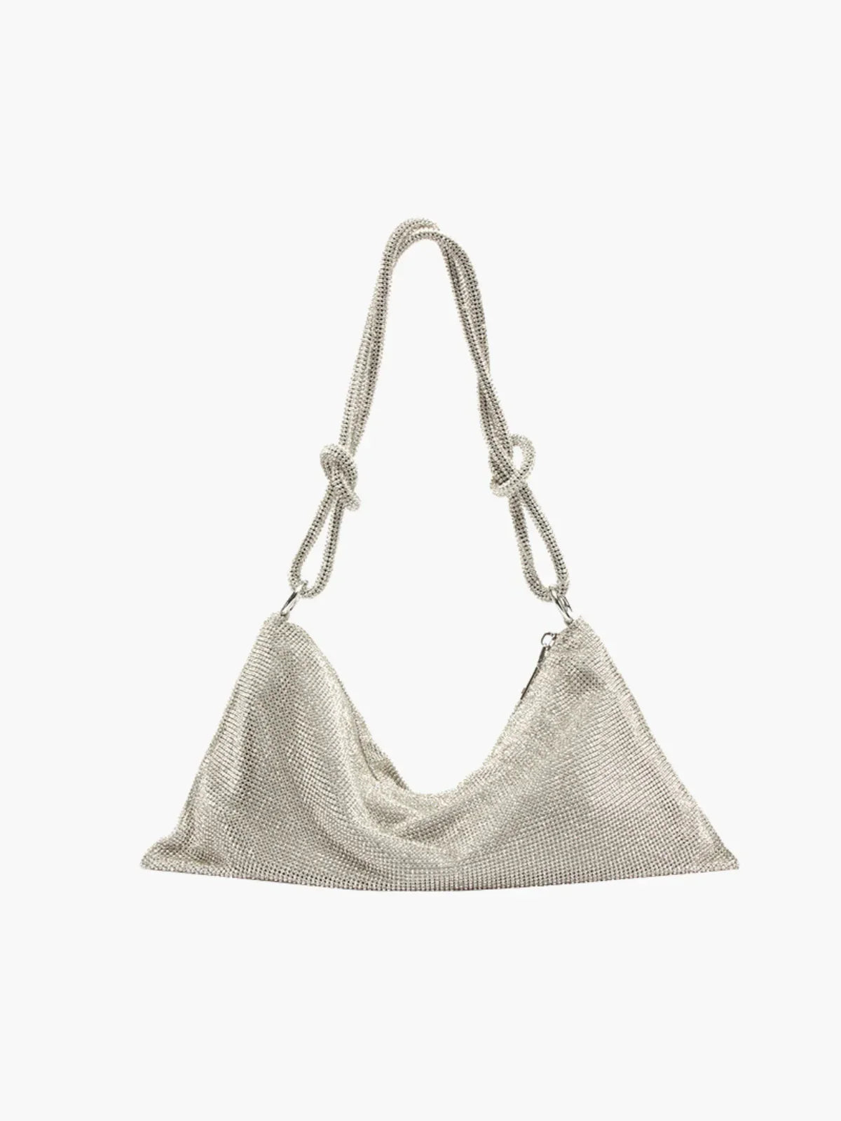 NOUVEAU RICHE Glamouröse Schultertasche Aus Netzstoff Mit Kristallen Für Elegante Abendlooks Silber Einheitsgröße