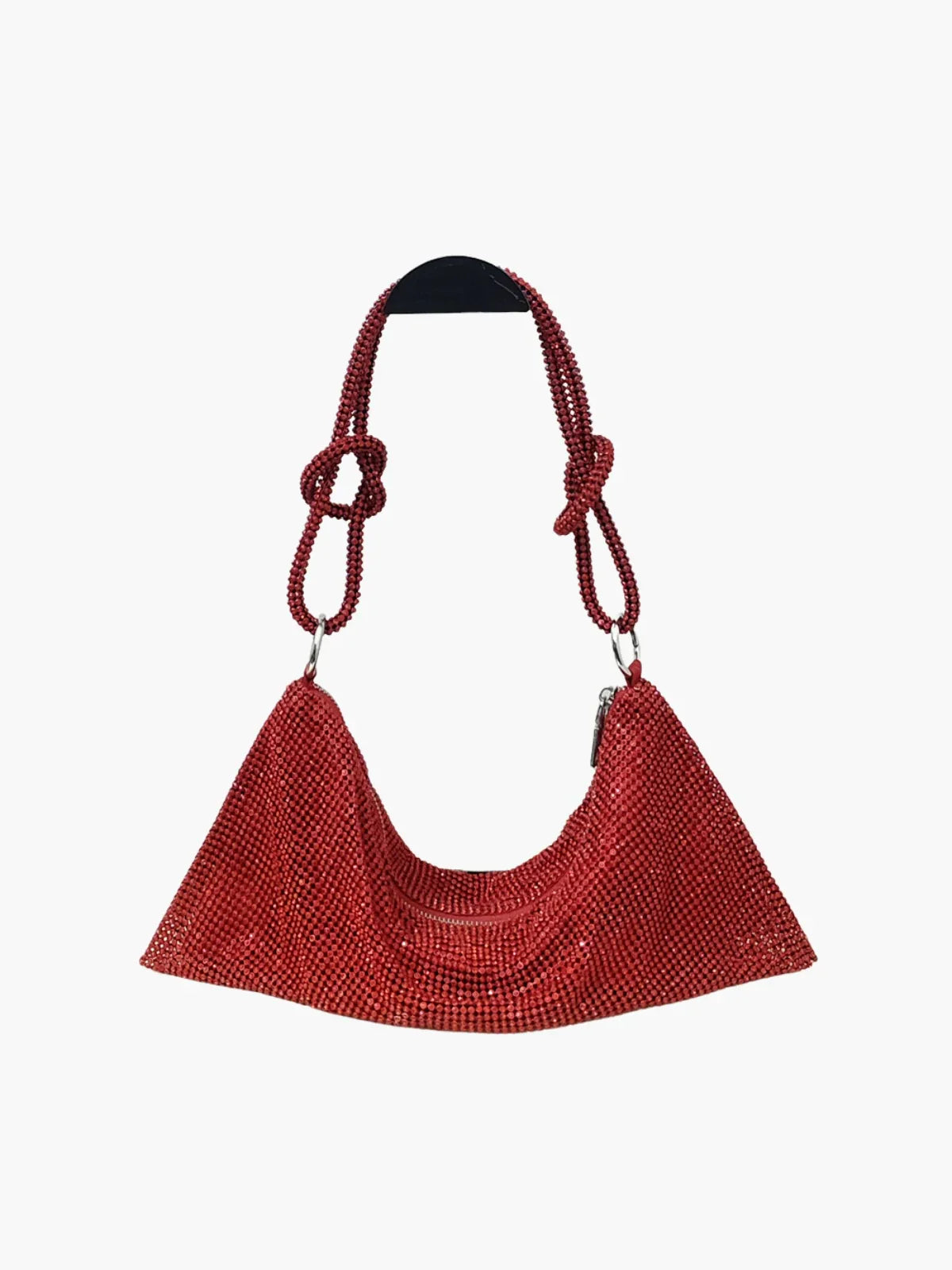 NOUVEAU RICHE Glamouröse Schultertasche Aus Netzstoff Mit Kristallen Für Elegante Abendlooks Rot Einheitsgröße