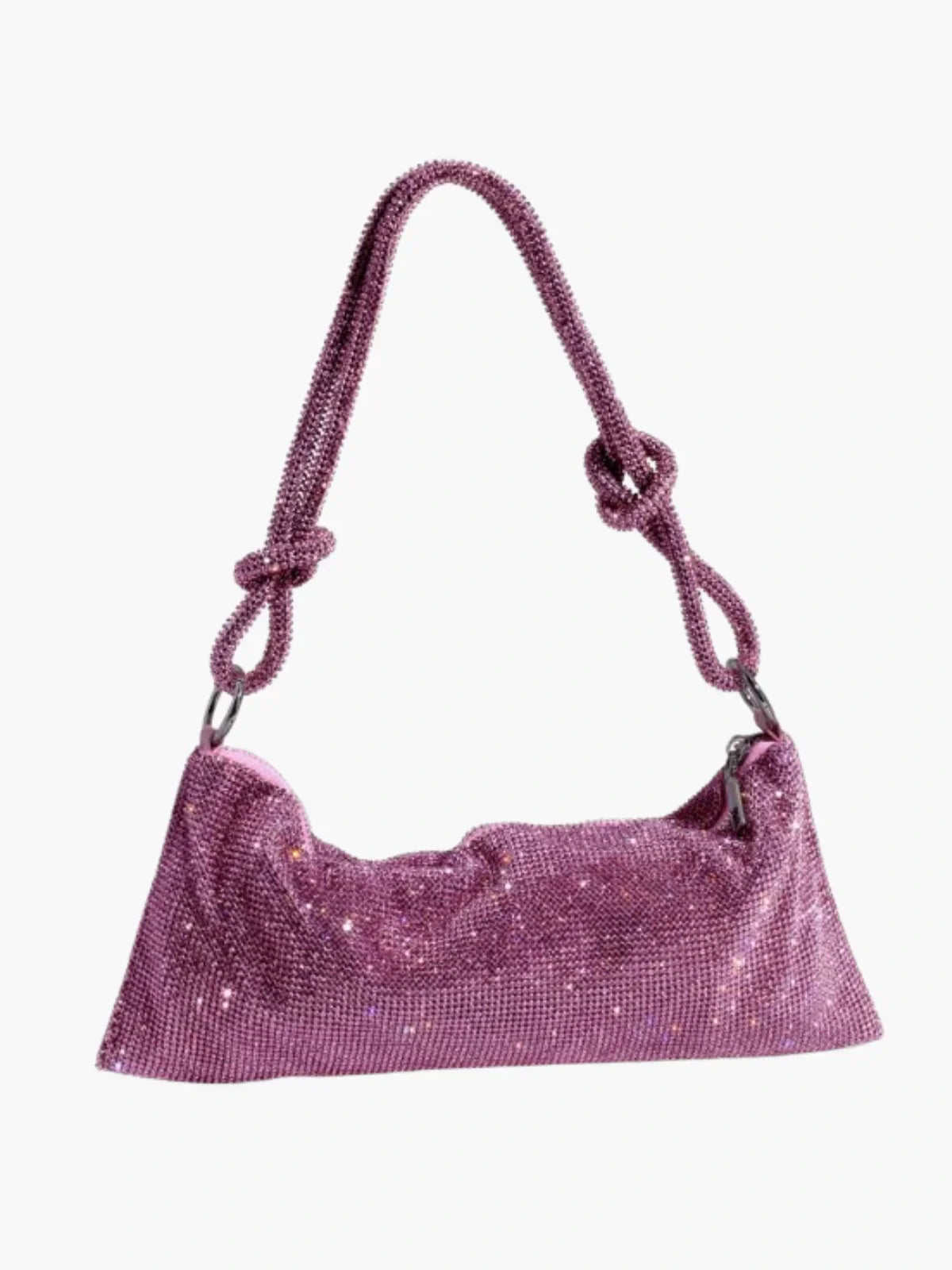 NOUVEAU RICHE Glamouröse Schultertasche Aus Netzstoff Mit Kristallen Für Elegante Abendlooks Rosa Einheitsgröße