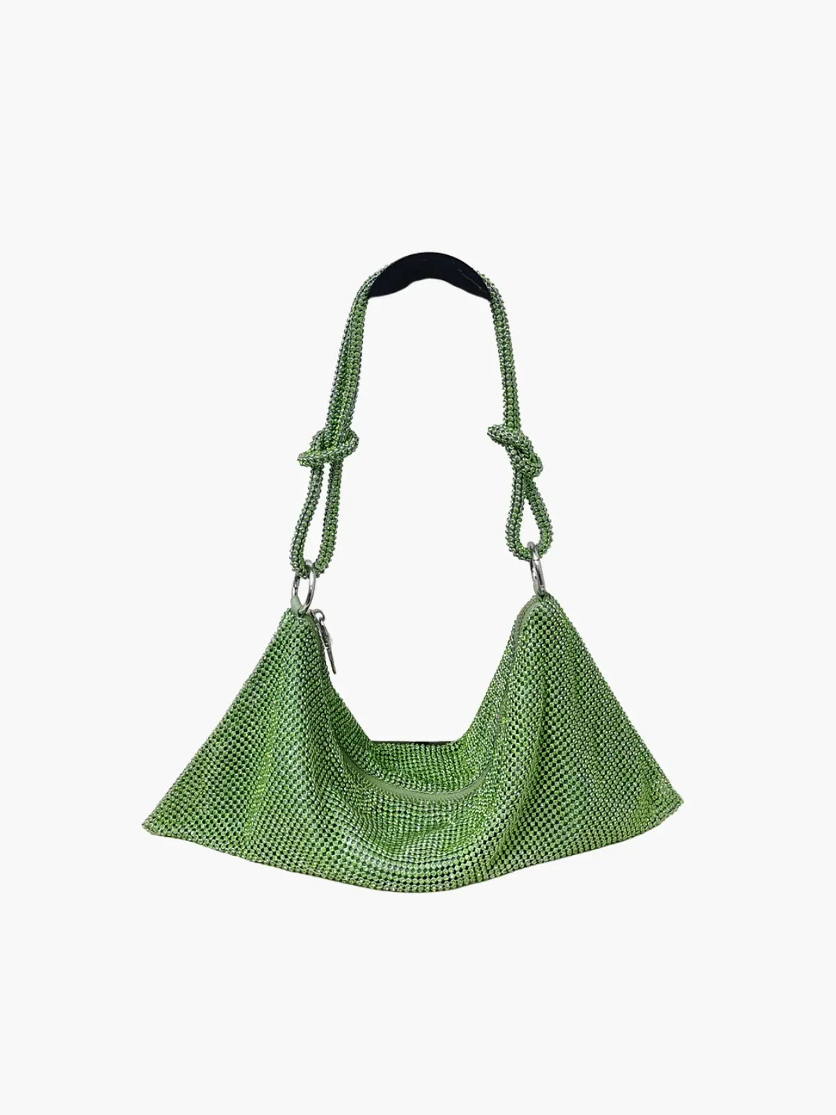 NOUVEAU RICHE Glamouröse Schultertasche Aus Netzstoff Mit Kristallen Für Elegante Abendlooks Grün Einheitsgröße