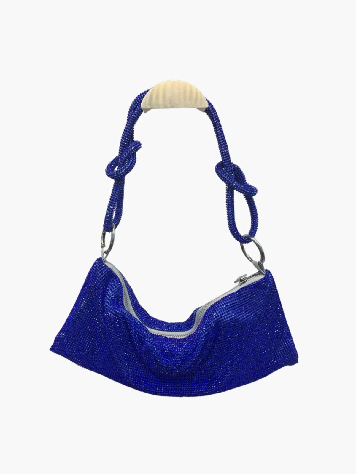 NOUVEAU RICHE Glamouröse Schultertasche Aus Netzstoff Mit Kristallen Für Elegante Abendlooks Blau Einheitsgröße