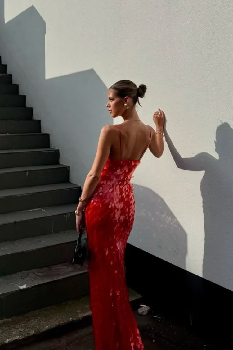 NOUVEAU RICHE Glänzendes Pailletten Maxikleid Mit Tiefem V Ausschnitt