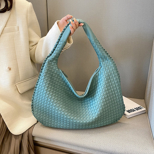 NOUVEAU RICHE Damen Handgewebte Tasche – Strapazierfähige Stilvolle Tasche mit Geräumigem Innenraum Hellblau Einheitsgröße