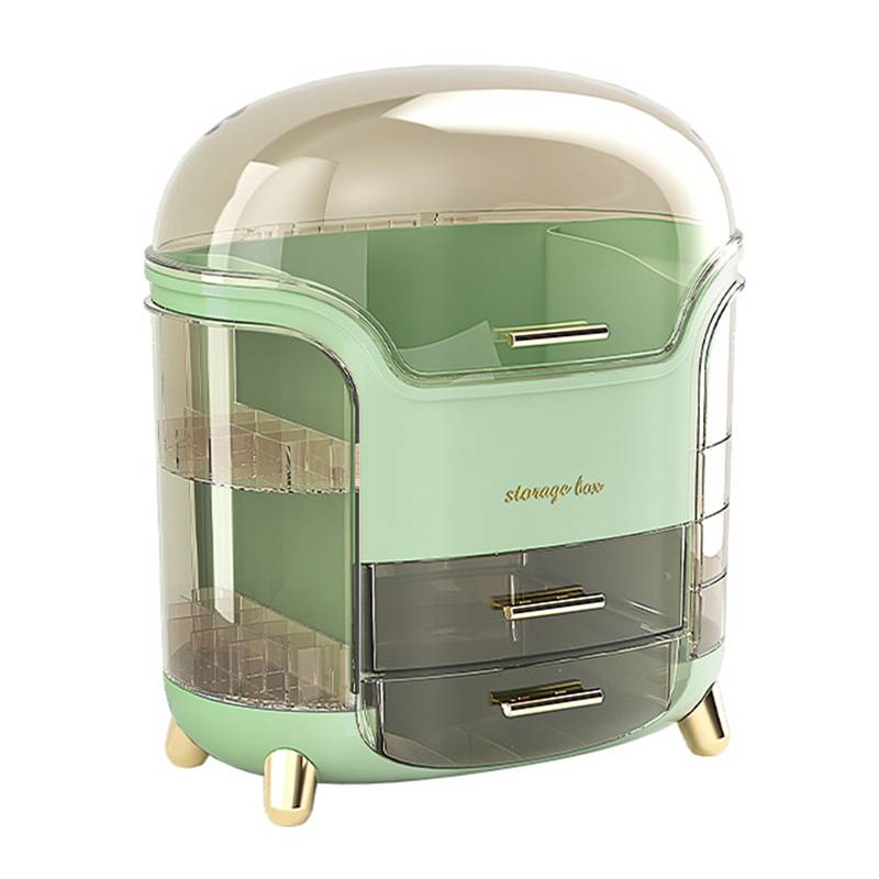 NOUVEAU RICHE Luxus Make-up-Organizer – Staubdichte Kosmetik Aufbewahrungsbox mit Fächern & Deckel, Schminktisch Organizer, Grün oder Weiss