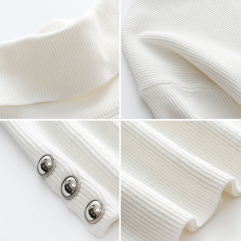 NOUVEAU RICHE Amore | Damen Stylischer Rollkragenpullover - Warmer & Eleganter Rollkragen Strickpullover