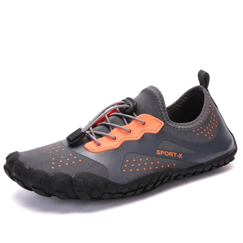 NOUVEAU RICHE Unisex Wasserdichte Barfußschuhe für Wassersport Outdoor Grau Orange