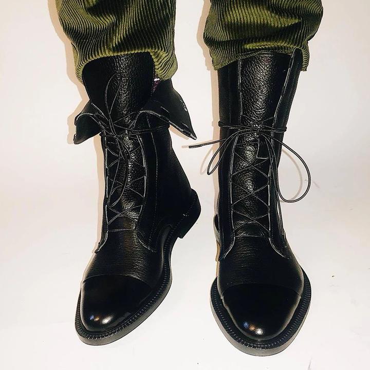 NOUVEAU RICHE Stiefeletten Mit Absatz Ökoleder Baumwollfutter Vintage