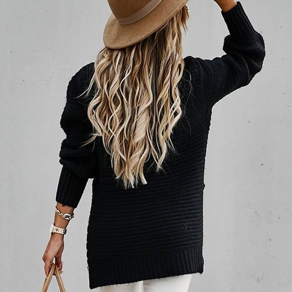 NOUVEAU RICHE Flōre | Damen Eleganter Pullover mit Stehkragen - Feinstrick Herbstpullover & Mock Neck
