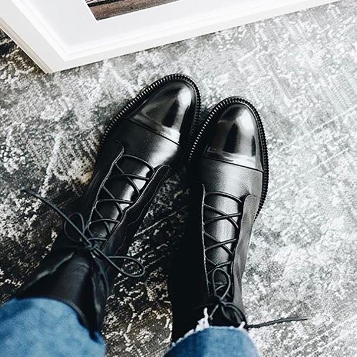 NOUVEAU RICHE Stiefeletten Mit Absatz Ökoleder Baumwollfutter Vintage