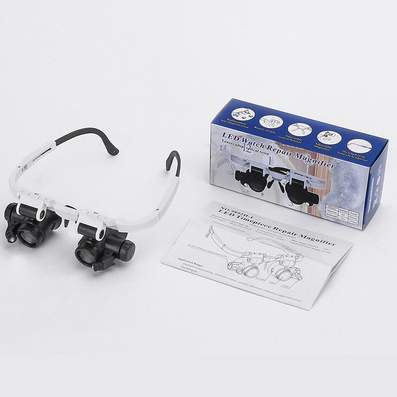 NOUVEAU RICHE LED Lupenbrille mit 8x, 15x & 23x Vergrösserung – Stirnlupe mit Licht für Hobby, Uhrmacher & Präzisionsarbeit