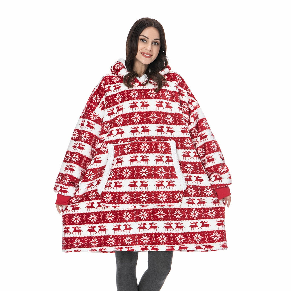 NOUVEAU RICHE Hoodie & Decke in Einem – Oversize Decke mit Ärmeln & Kapuze für Damen, Weicher Fleece mit Kängurutasche, 12 Farben – Luna