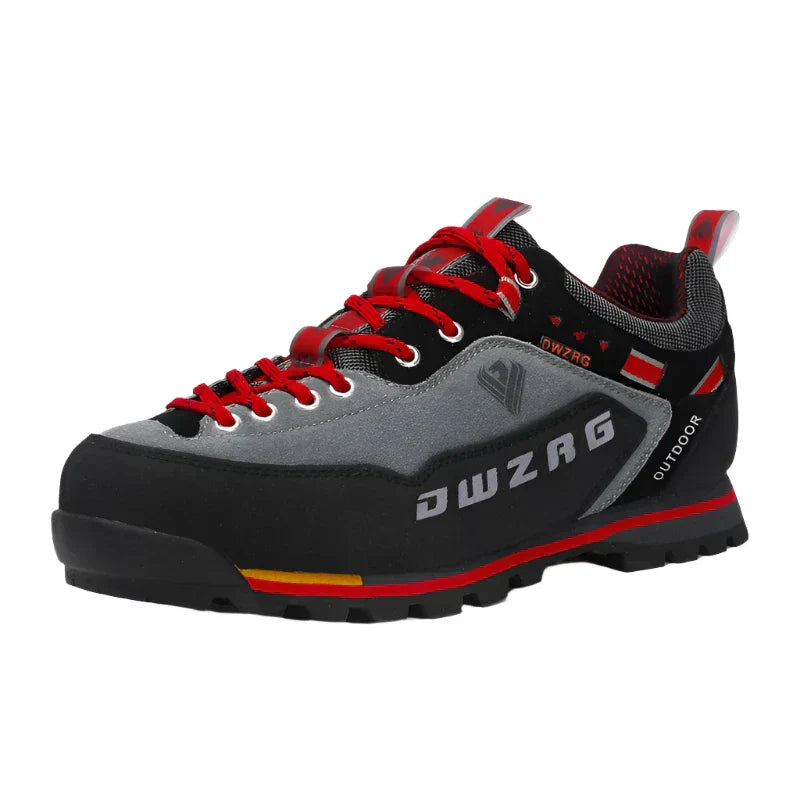 NOUVEAU RICHE Herren Wander Schuhe Mit Schnürsenkeln Für Jedes Gelände Grau Rot