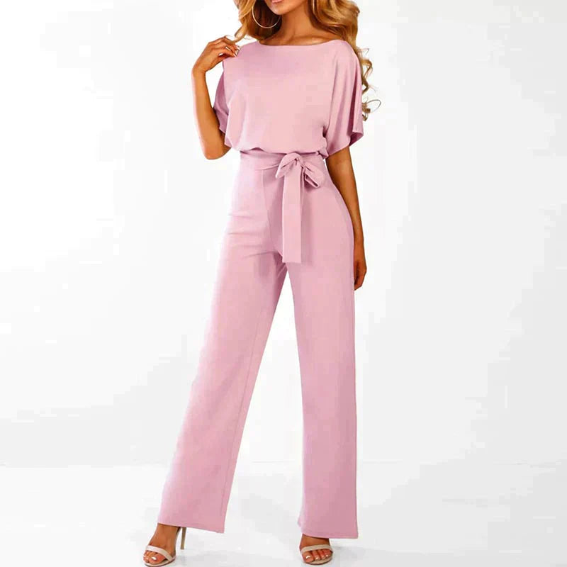 NOUVEAU RICHE Jumpsuit Sommer Weite Beinform Fließender Schnitt Eleganz Rosa