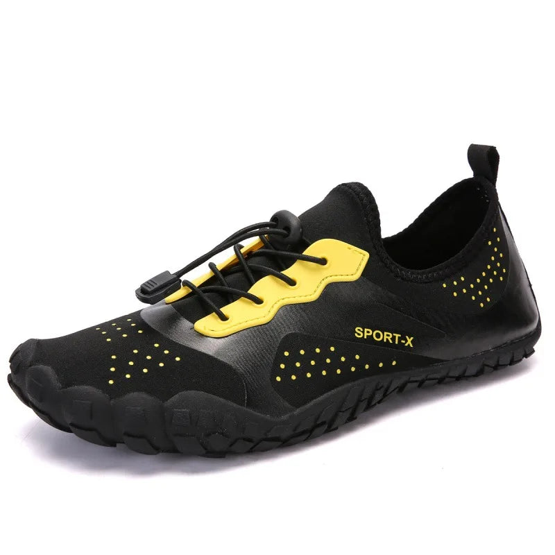 NOUVEAU RICHE Unisex Wasserdichte Barfußschuhe für Wassersport Outdoor Schwarz Gelb