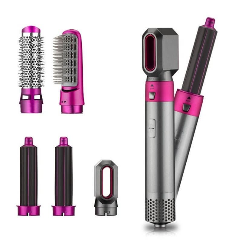 NOUVEAU RICHE 5-in-1 Airstyler – Föhn mit Bürsten & Lockenstab, automatische Lockenaufsätze, Glätt- & Volumenbürste, Hitzesensor