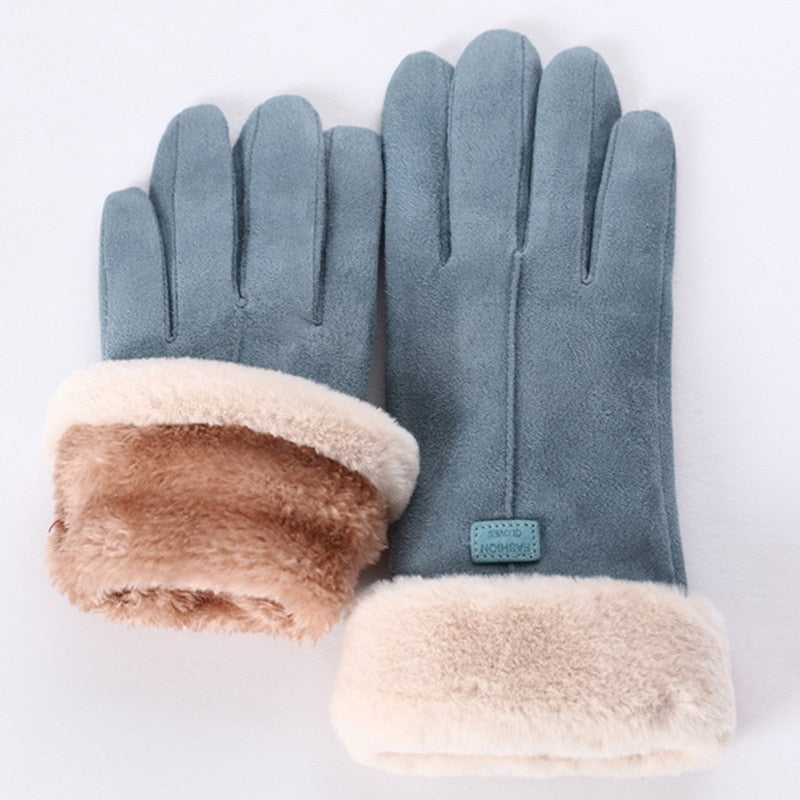 NOUVEAU RICHE Warme wasserdichte Handschuhe mit Touchscreen-Funktion – Damen Winterhandschuhe mit Fleecefutter, 6 Farben – Roque Blau