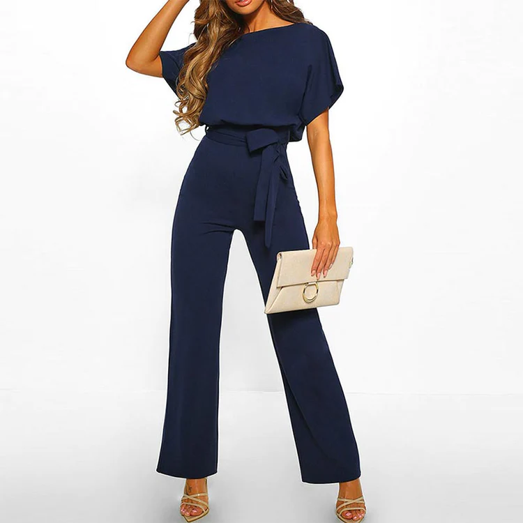NOUVEAU RICHE Jumpsuit Sommer Weite Beinform Fließender Schnitt Eleganz Blau