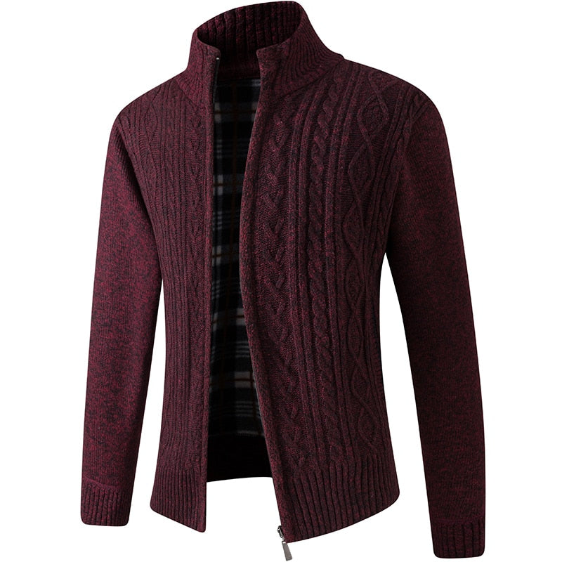 NOUVEAU RICHE Herren Strick-Cardigan Gemütlicher Lagenstil Für Saison Weinrot