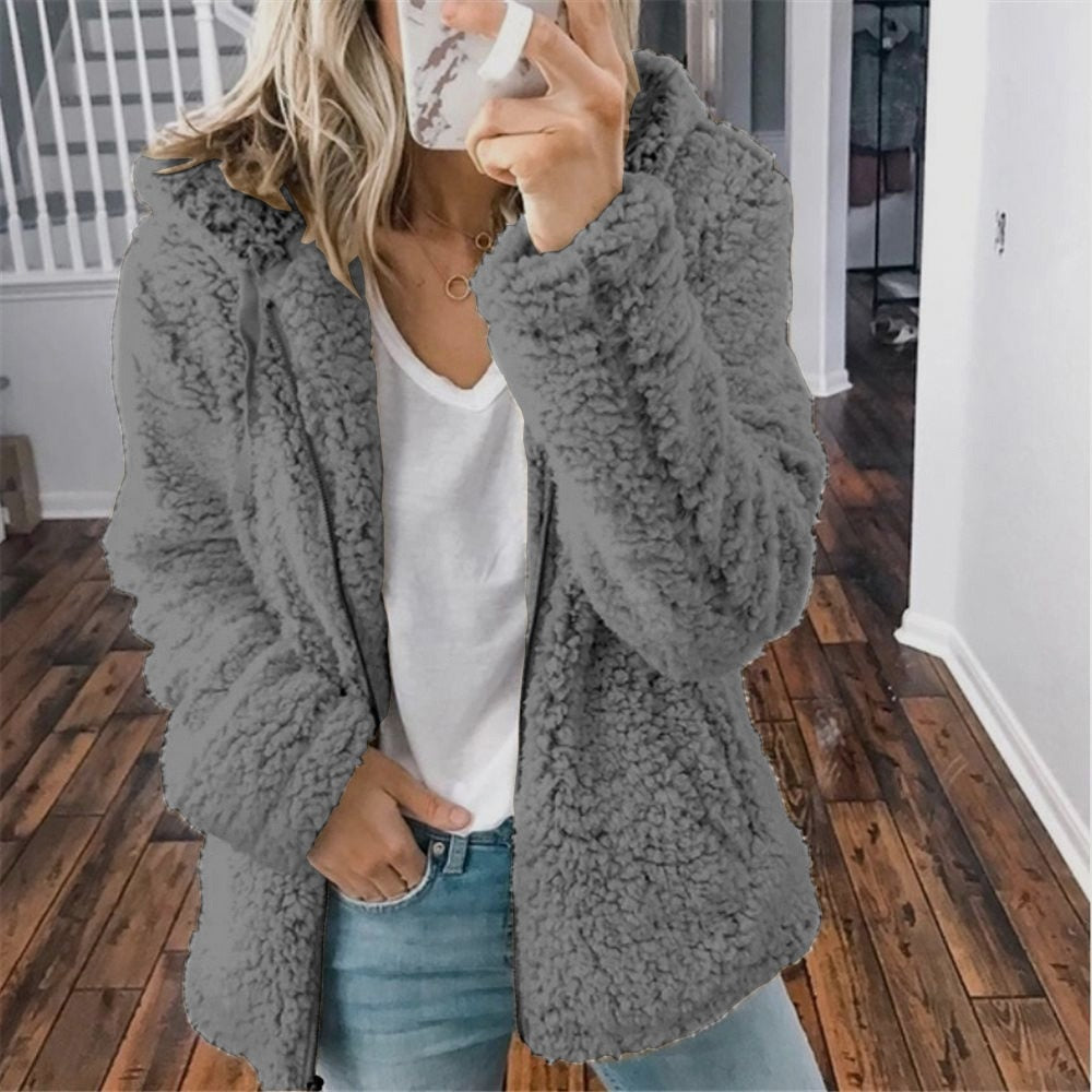 NOUVEAU RICHE Pamelo | Damen Teddy Kapuzenweste - Super Weiche & Warme Fleece Plüschweste mit Kapuze