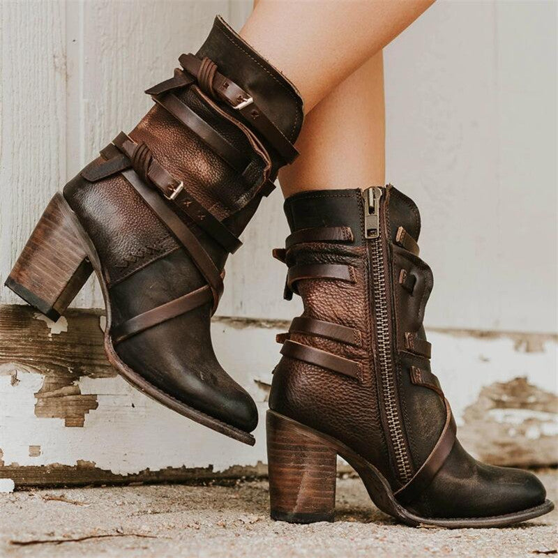 NOUVEAU RICHE Lederstiefel Winter Damen Wildleder Warm Gefüttert Komfort Kaffee