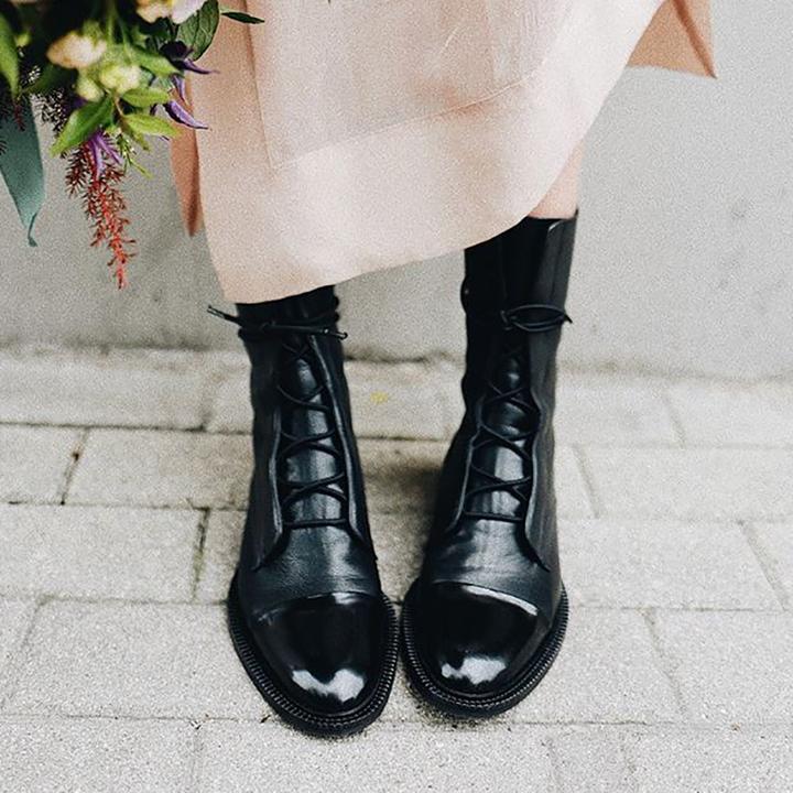 NOUVEAU RICHE Stiefeletten Mit Absatz Ökoleder Baumwollfutter Vintage