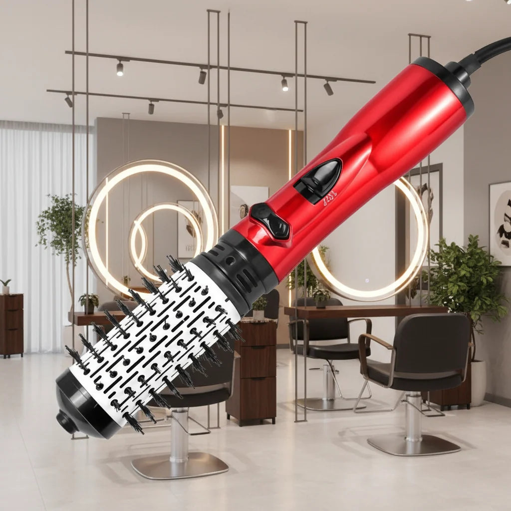 NOUVEAU RICHE 3-in-1 Warmluftbürste – Föhnbürste zum Trocknen, für Volumen & Locken, Ionen-Technologie, 3 Geschwindigkeiten & mehrere Heizstufen