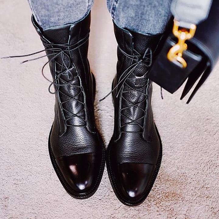NOUVEAU RICHE Stiefeletten Mit Absatz Ökoleder Baumwollfutter Vintage