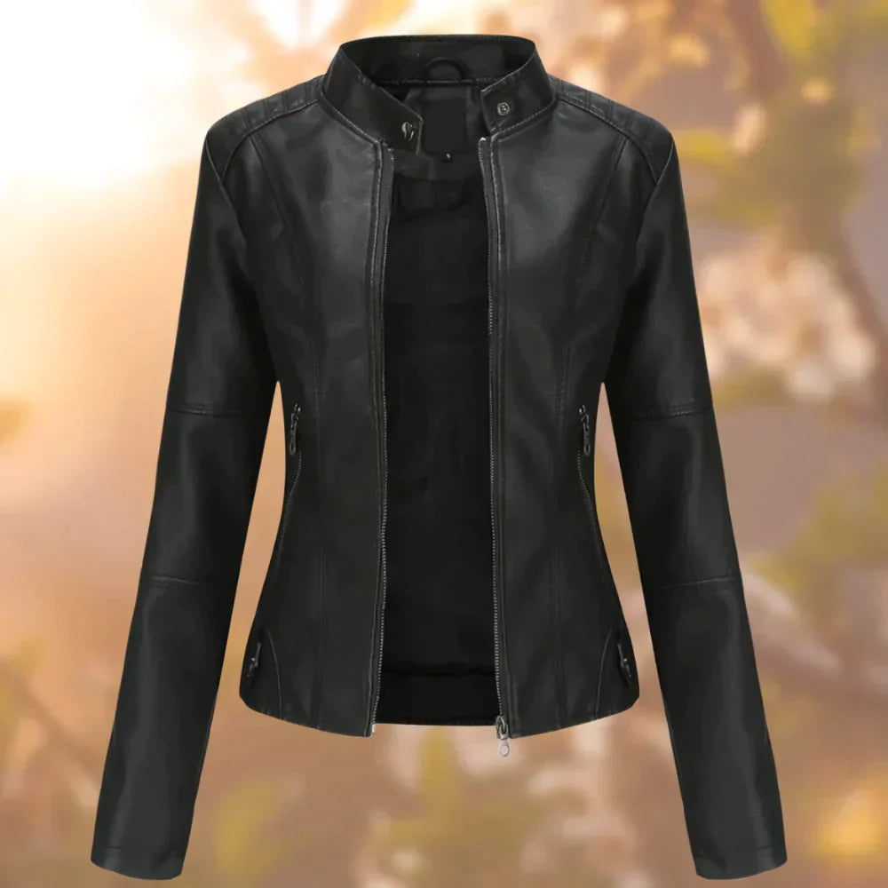 NOUVEAU RICHE Bikerjacke Damen Schlanke Passform Urban Stil Elegant Look Schwarz