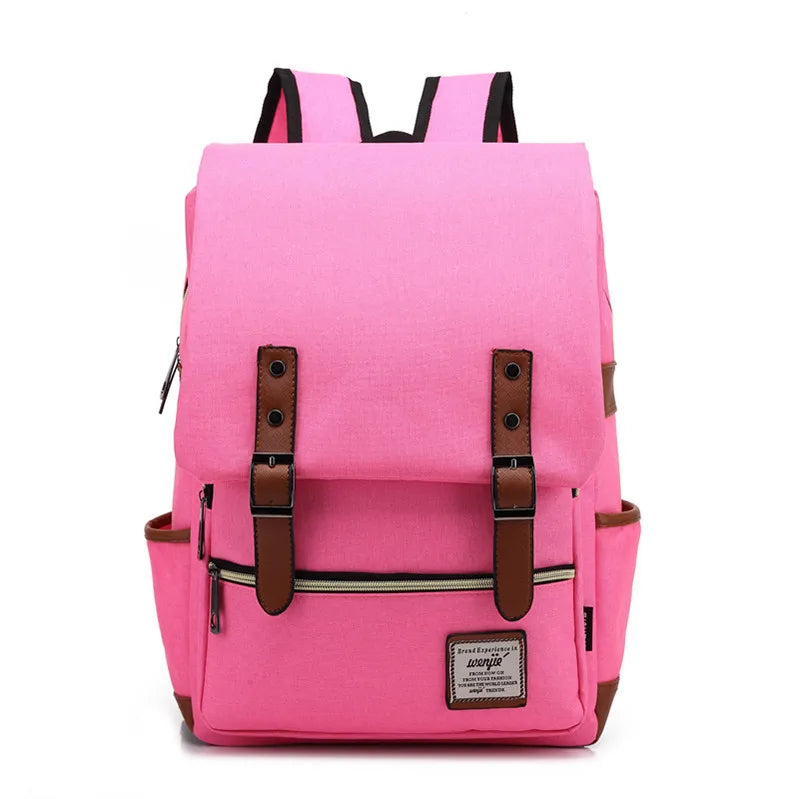 NOUVEAU RICHE Damen Oxford Wasserdichter Rucksack Flap-Top Tagesrucksack - Backpack Pink - AUSVERKAUFT