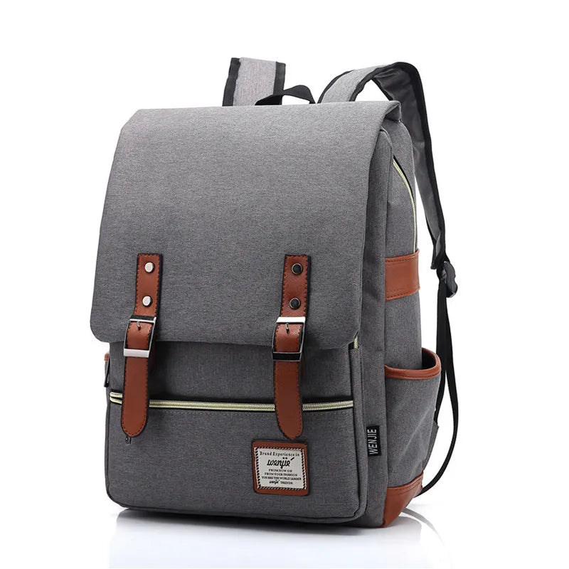 NOUVEAU RICHE Damen Oxford Wasserdichter Rucksack Flap-Top Tagesrucksack - Backpack Hellgrau