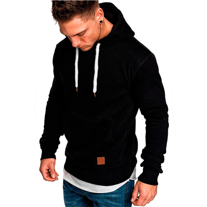 NOUVEAU RICHE Ranches | Legerer Hoodie für Herren - Mit Känguru-Tasche und weißem Kordelzug Schwarz