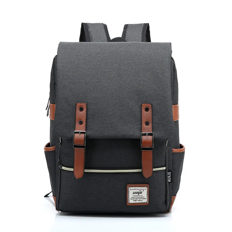 NOUVEAU RICHE Damen Oxford Wasserdichter Rucksack Flap-Top Tagesrucksack - Backpack Dunkelgrau
