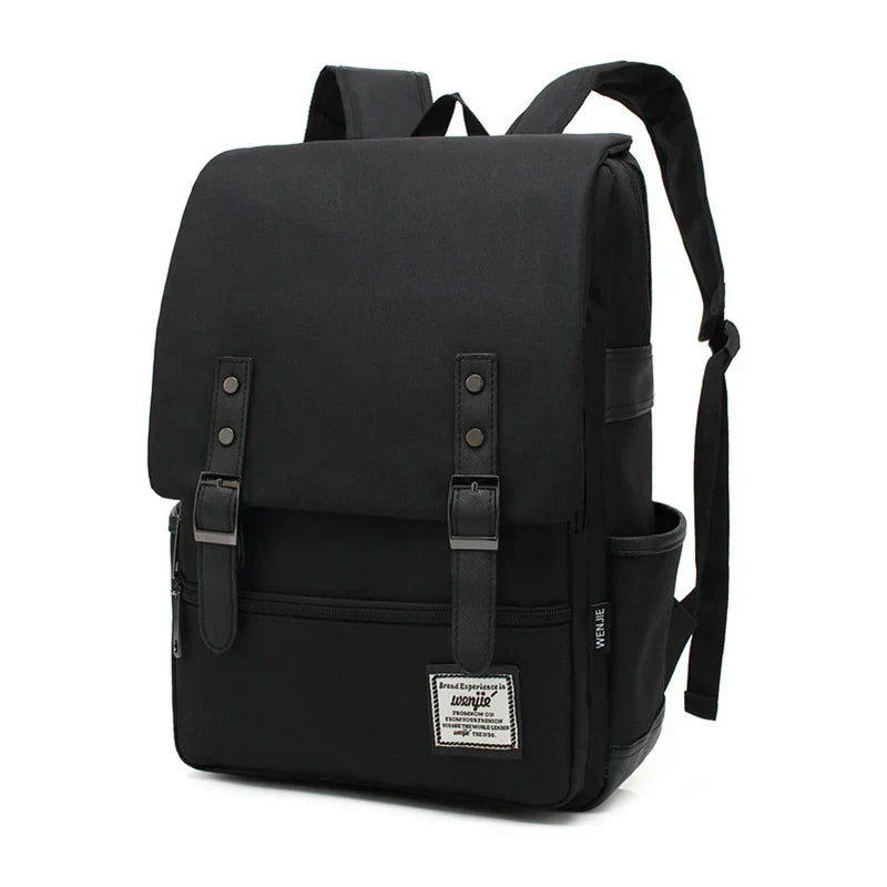 NOUVEAU RICHE Damen Oxford Wasserdichter Rucksack Flap-Top Tagesrucksack - Backpack Schwarz