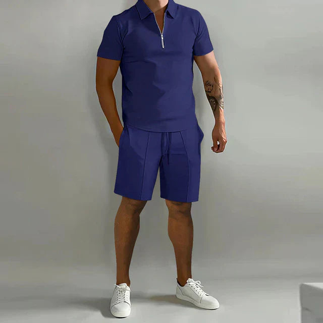 NOUVEAU RICHE Luxus Sommer Set Für Herren Poloshirt Und Shorts Elegant