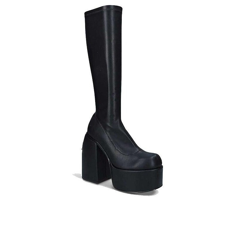 NOUVEAU RICHE Damen Kniestiefel Mit Hohem Absatz Lederstiefel Mode