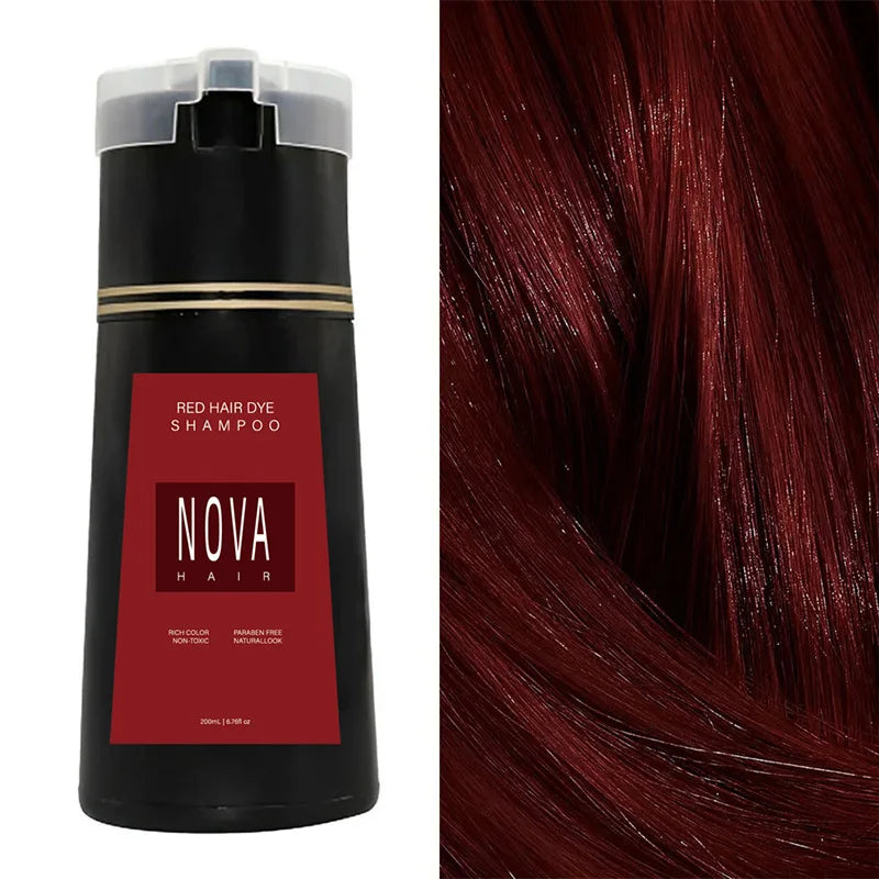 NOUVEAU RICHE Haarfärbe Shampoo Schnelle 10 Minuten Ergebnis Ohne Schäden Rot (200ml)
