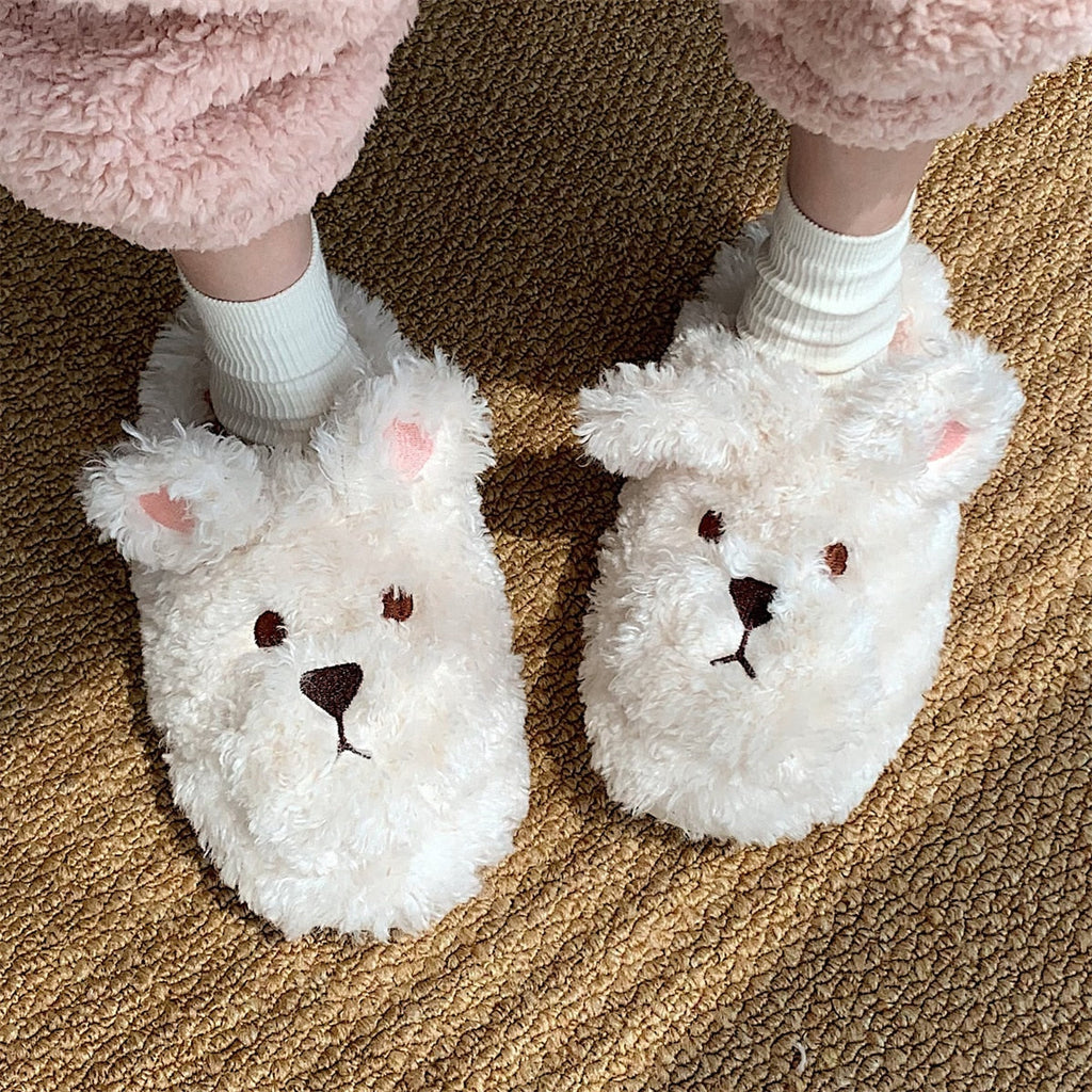 NOUVEAU RICHE Inspire | Flauschige Tier Hausschuhe für Damen & Herren - Süße & Warme Plüsch Puschen White bear
