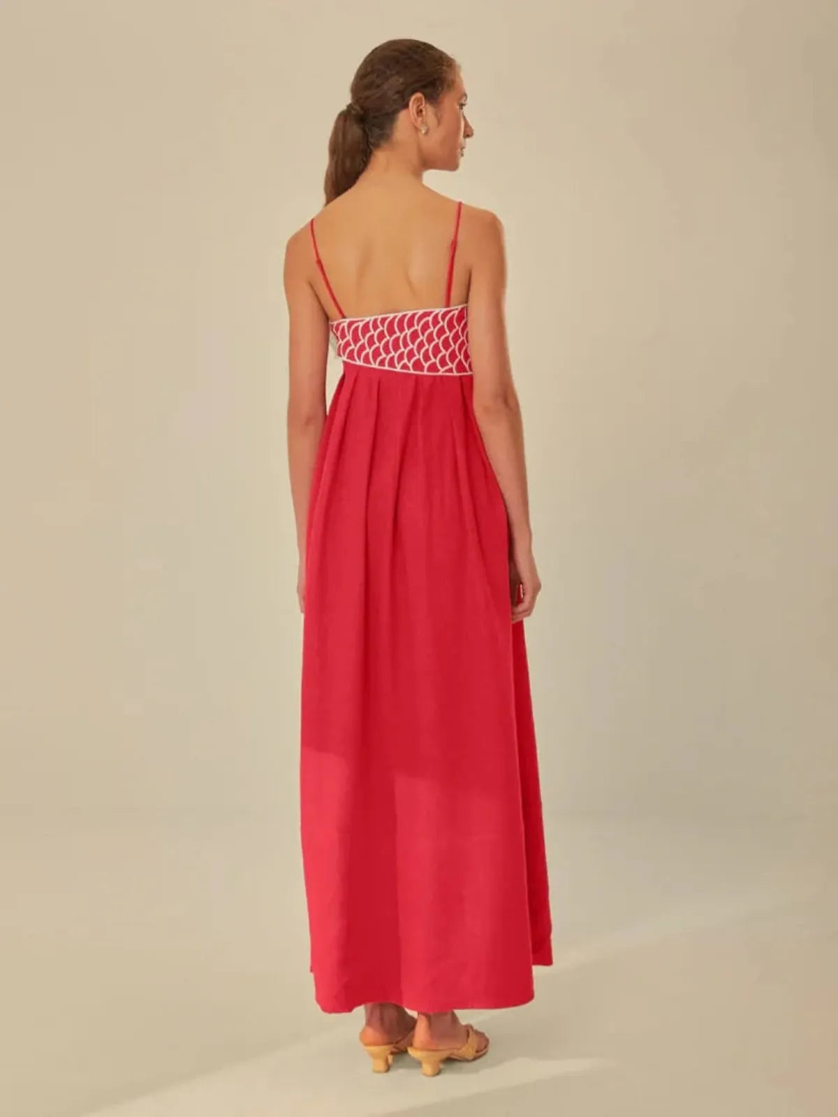 NOUVEAU RICHE Halbtransparentes Maxikleid Mit Fischstickerei Für Sommer