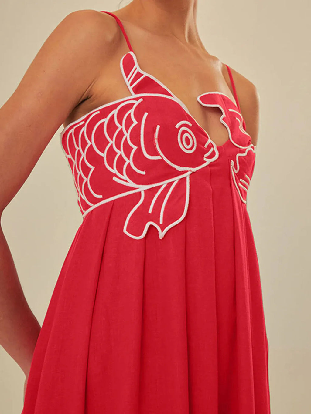 NOUVEAU RICHE Halbtransparentes Maxikleid Mit Fischstickerei Für Sommer