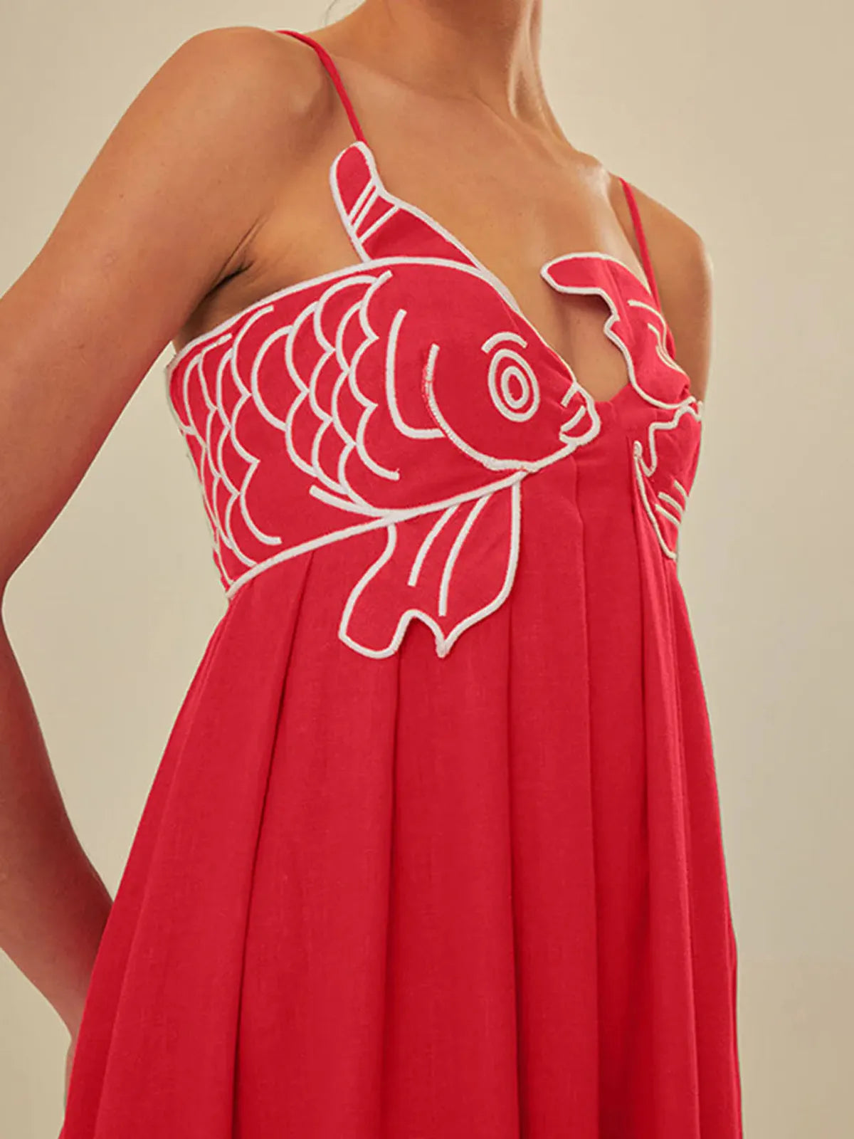 NOUVEAU RICHE Halbtransparentes Maxikleid Mit Fischstickerei Für Sommer