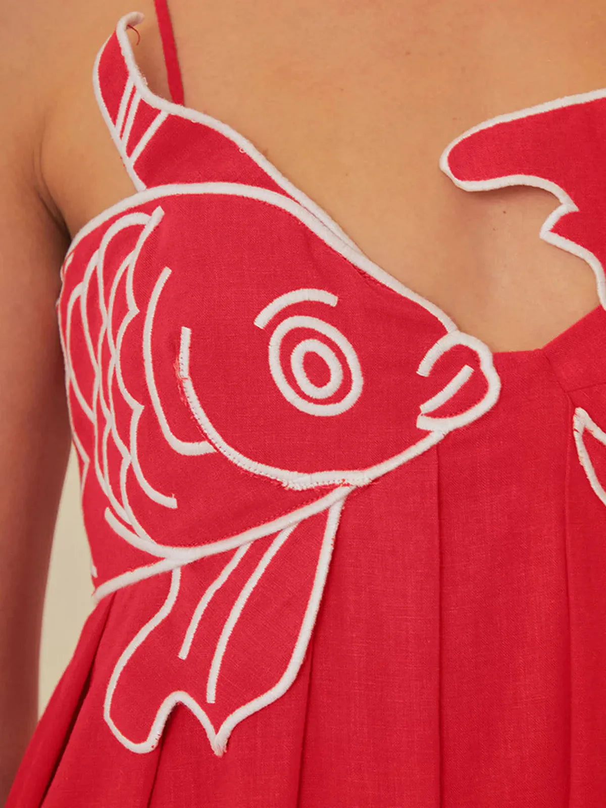 NOUVEAU RICHE Halbtransparentes Maxikleid Mit Fischstickerei Für Sommer