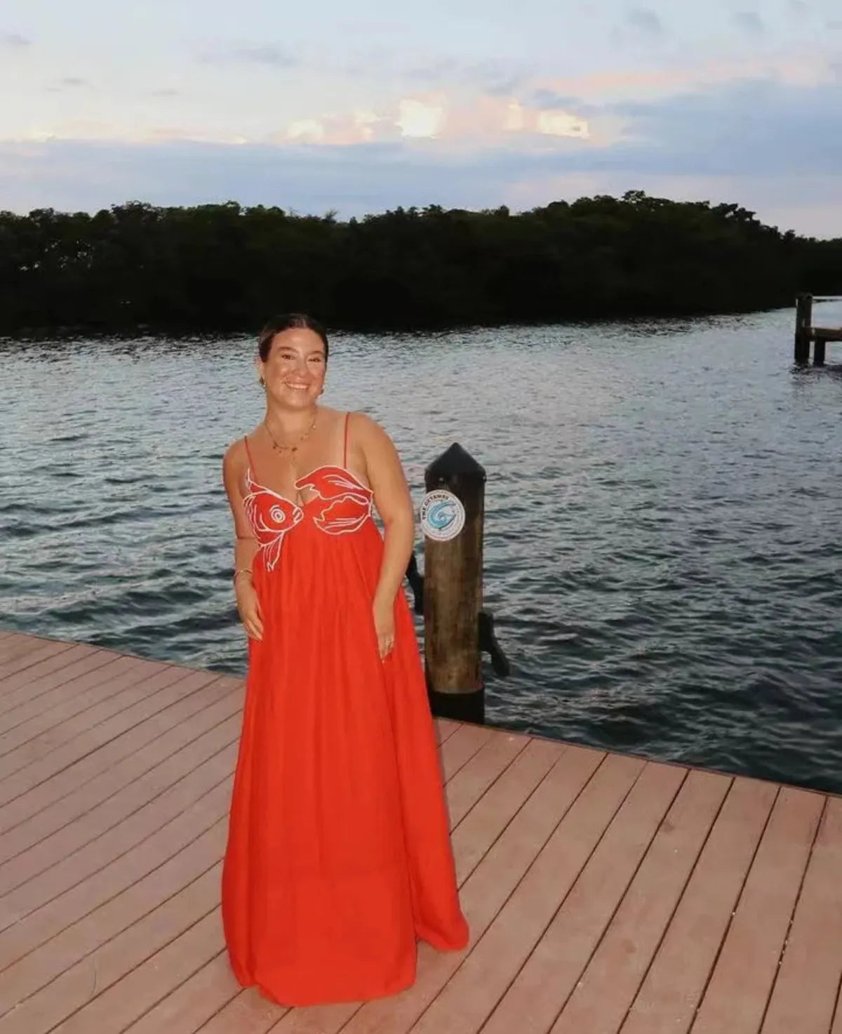 NOUVEAU RICHE Halbtransparentes Maxikleid Mit Fischstickerei Für Sommer
