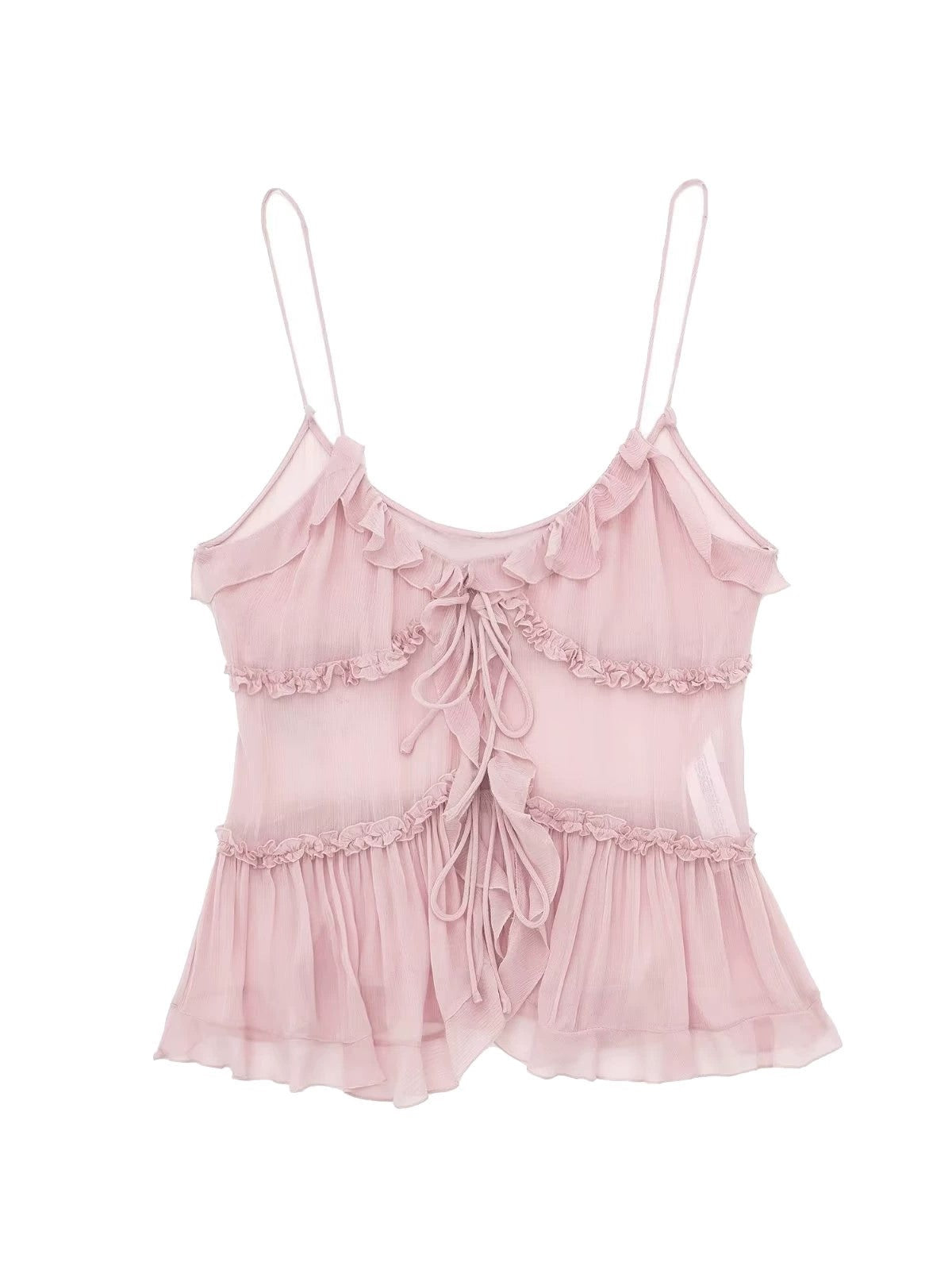 NOUVEAU RICHE Halbtransparentes Camisole Top Mit Verzierung Lagendesign Rosa