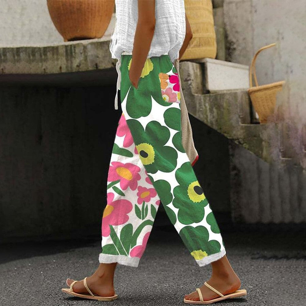 NOUVEAU RICHE Bequeme Hose Mit Blumenmuster Und Ganztägigen Komfort Grün