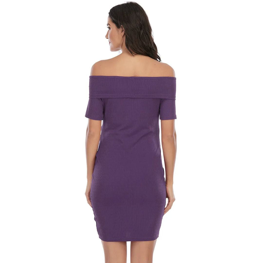 NOUVEAU RICHE Chantal Umstandskleid – Schulterfreies Schwangerschaftskleid, Figurbetont, Kurz über dem Knie, 5 Farben, S–2XL – Parsha