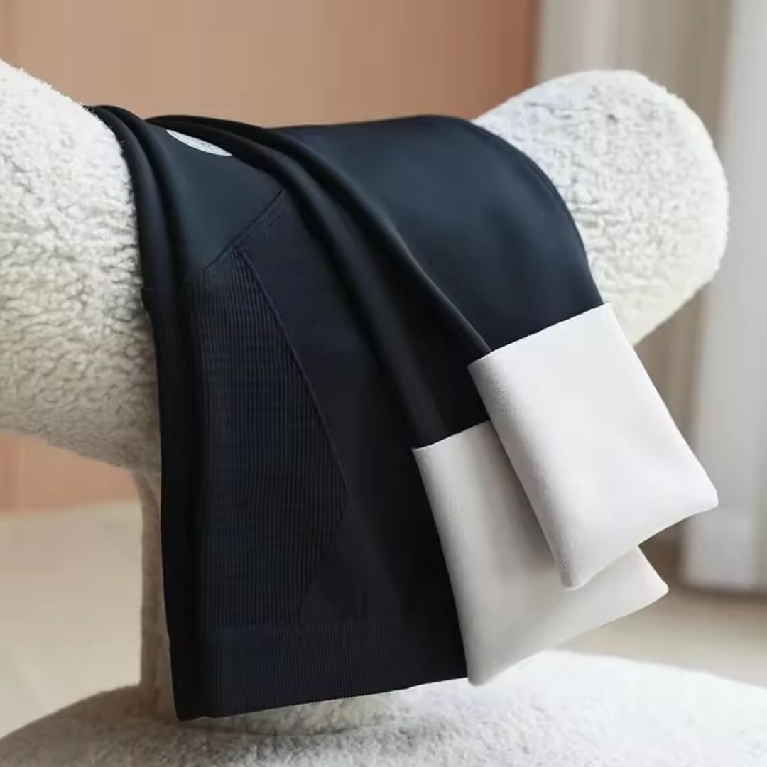 NOUVEAU RICHE Denise Umstandsleggings – Nahtlose & Schlanke Schwangerschaftsleggings mit Viel Platz für den Bauch, 4 Farben, M–XL – Pamelo Schwarz