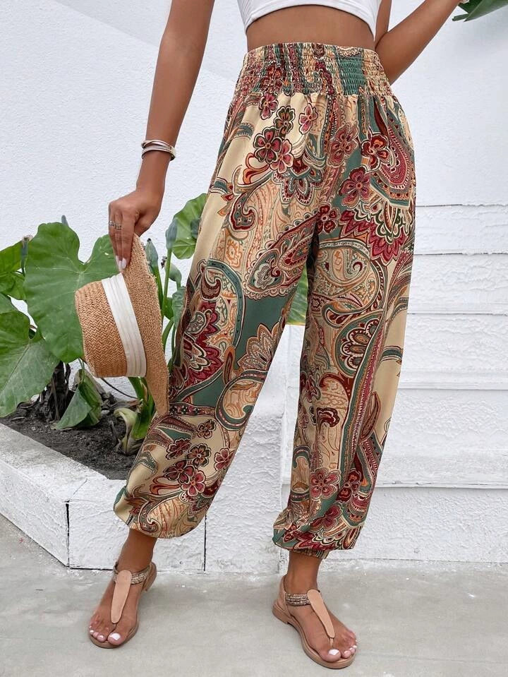 NOUVEAU RICHE Haremshose für Damen mit Bohemian Elefanten Print in Lockere Passform mit Elastischer Taille und Bündchen für Bequemen Tragekomfort Bohemia 5